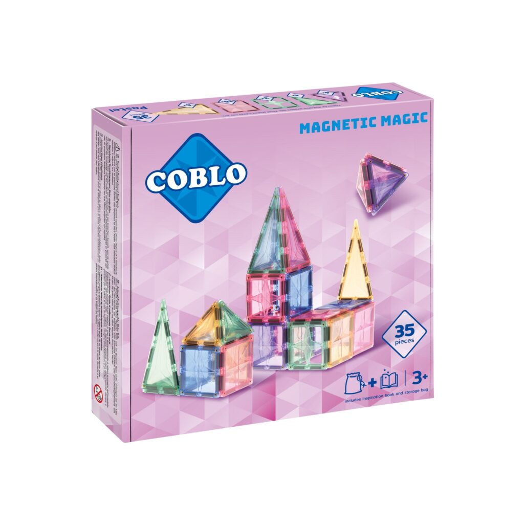 Coblo Pastel 35 stuks - Magnetisch speelgoed - Montessori speelgoed - Magnetische Bouwstenen - Magnetic tiles - Magnetic tiles - speelgoed - Cadeau kind - Speelgoed 3 jaar t/m 12 jaar - Magnetisch speelgoed bouwblokken