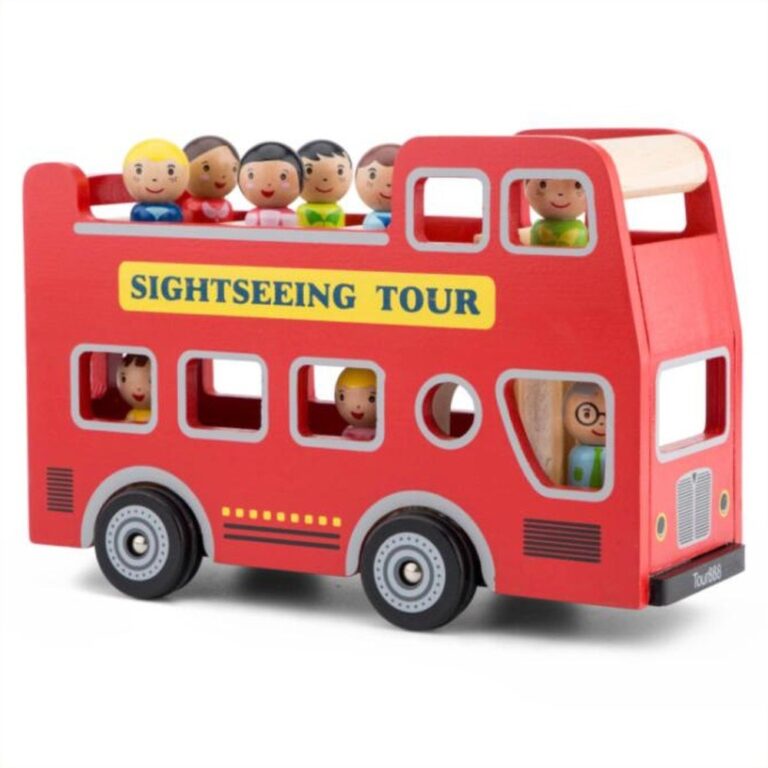 Woet Houten City Tour Bus met 9 Speelfiguren
